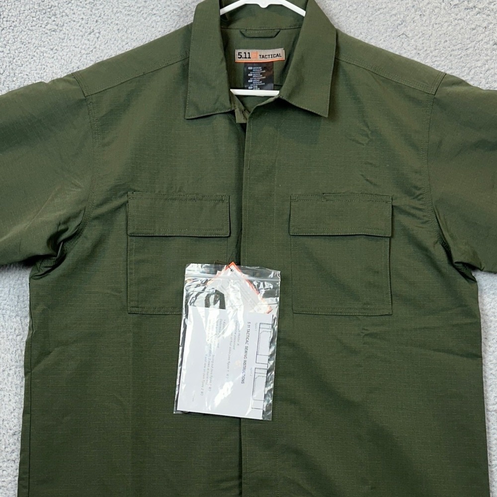 NEW 5.11 Tactical Shirt Mens Medium Fast-Tac TDU Ranger Green Ripstop Button Up